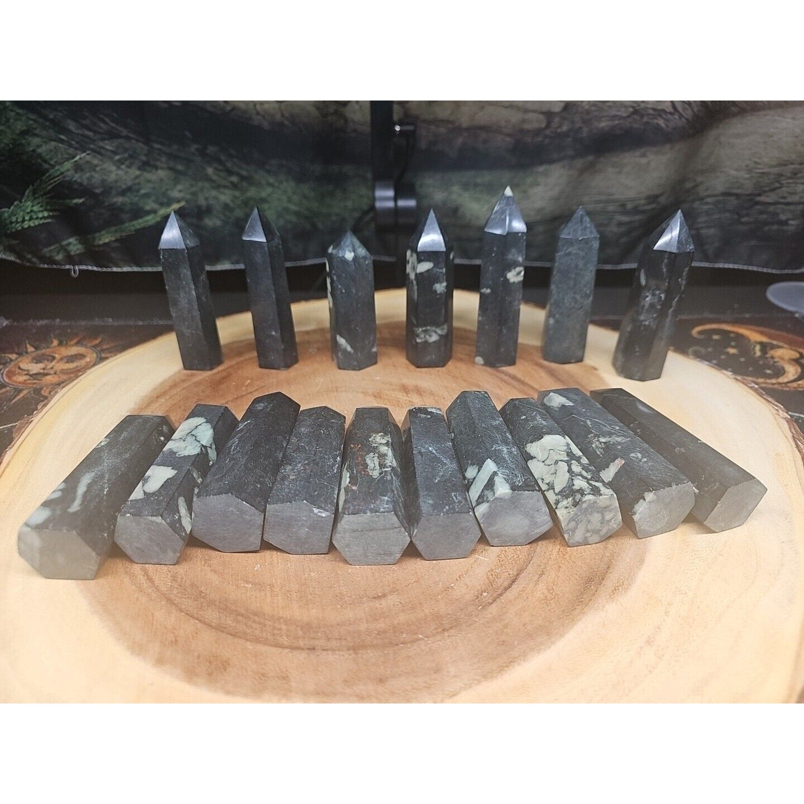 .74lbs Avg 4Pcs Natural Plum Blossom Jasper Crystal Point Tower Polished Healing by CrystalCloud Company