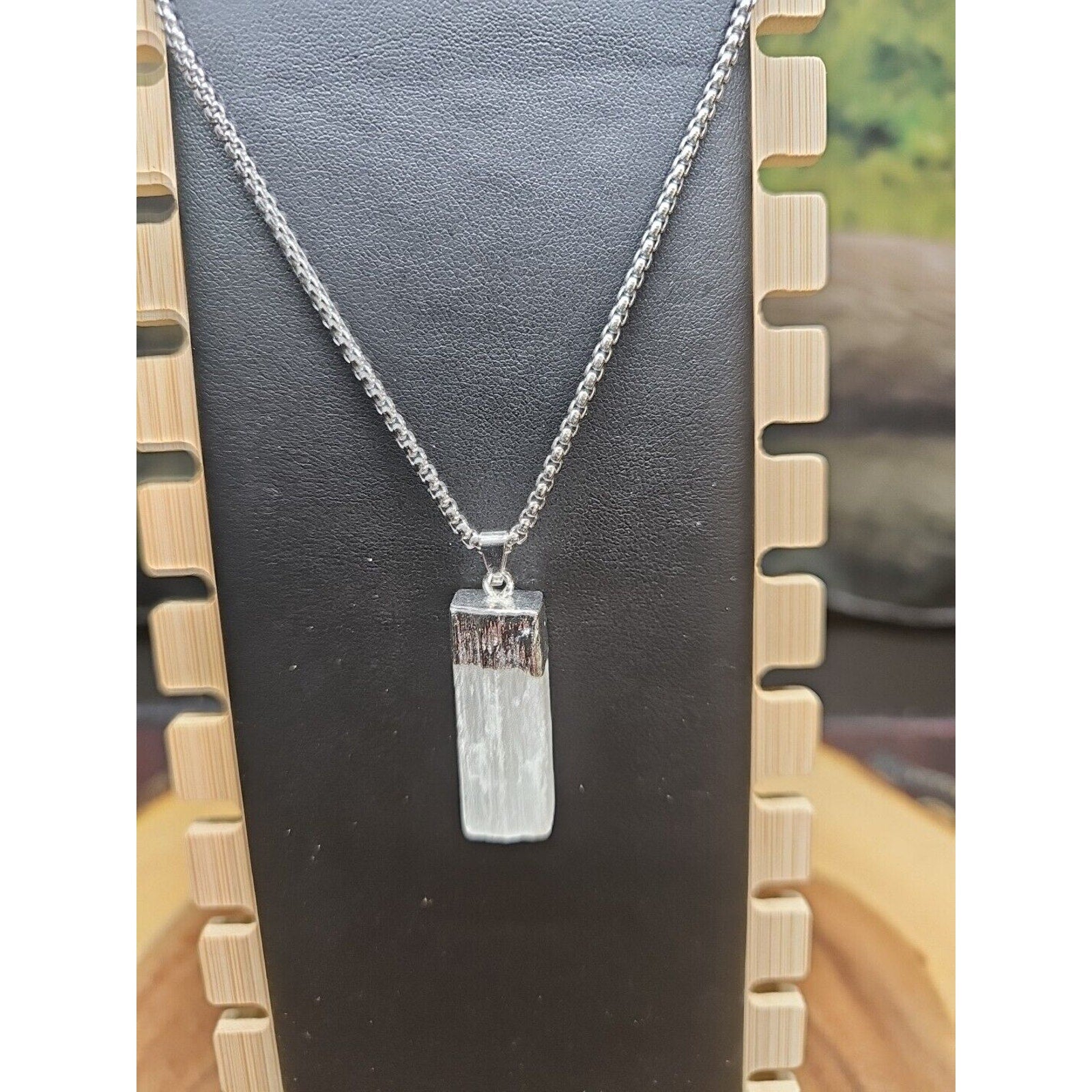 Hexagon Selenite Crystal Necklace - 18in Stainless Steel Chain | CrystalCloud Company by CrystalCloud Company