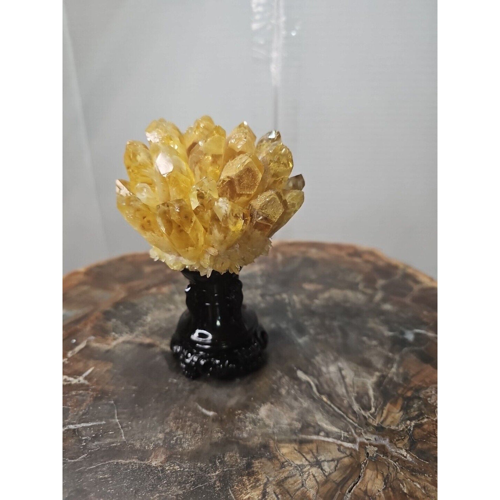 1.12LB Yellow Phantom Quartz Crystal Cluster Mineral Specimen W/Stand by CrystalCloud Company
