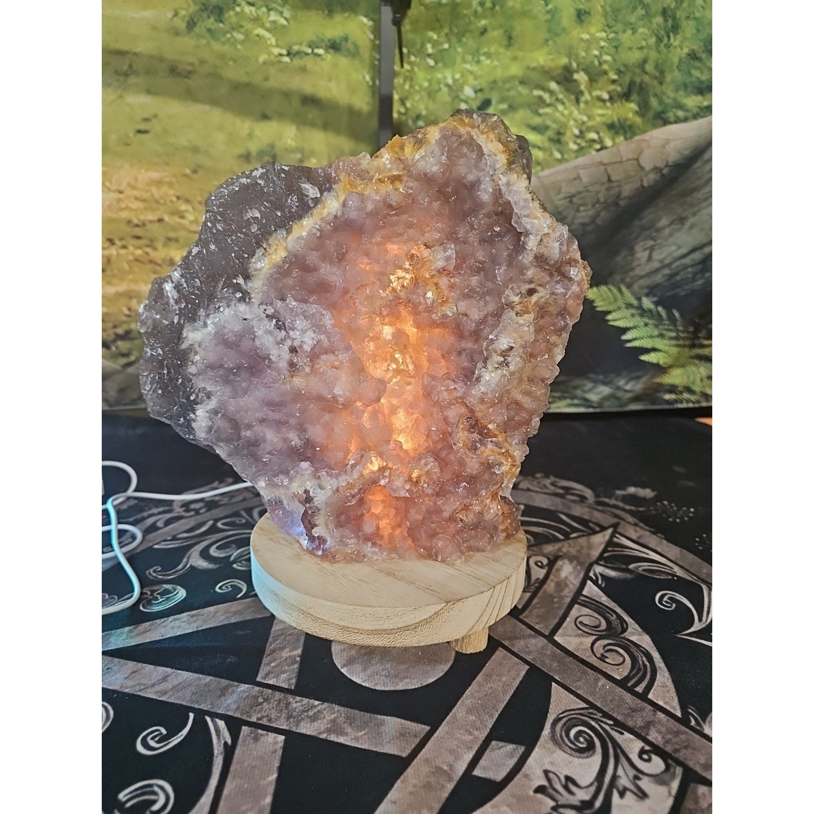 11.9LB Natural fluorite quartz crystal Cluster specimen W/led Back Light Stand by CrystalCloud Company