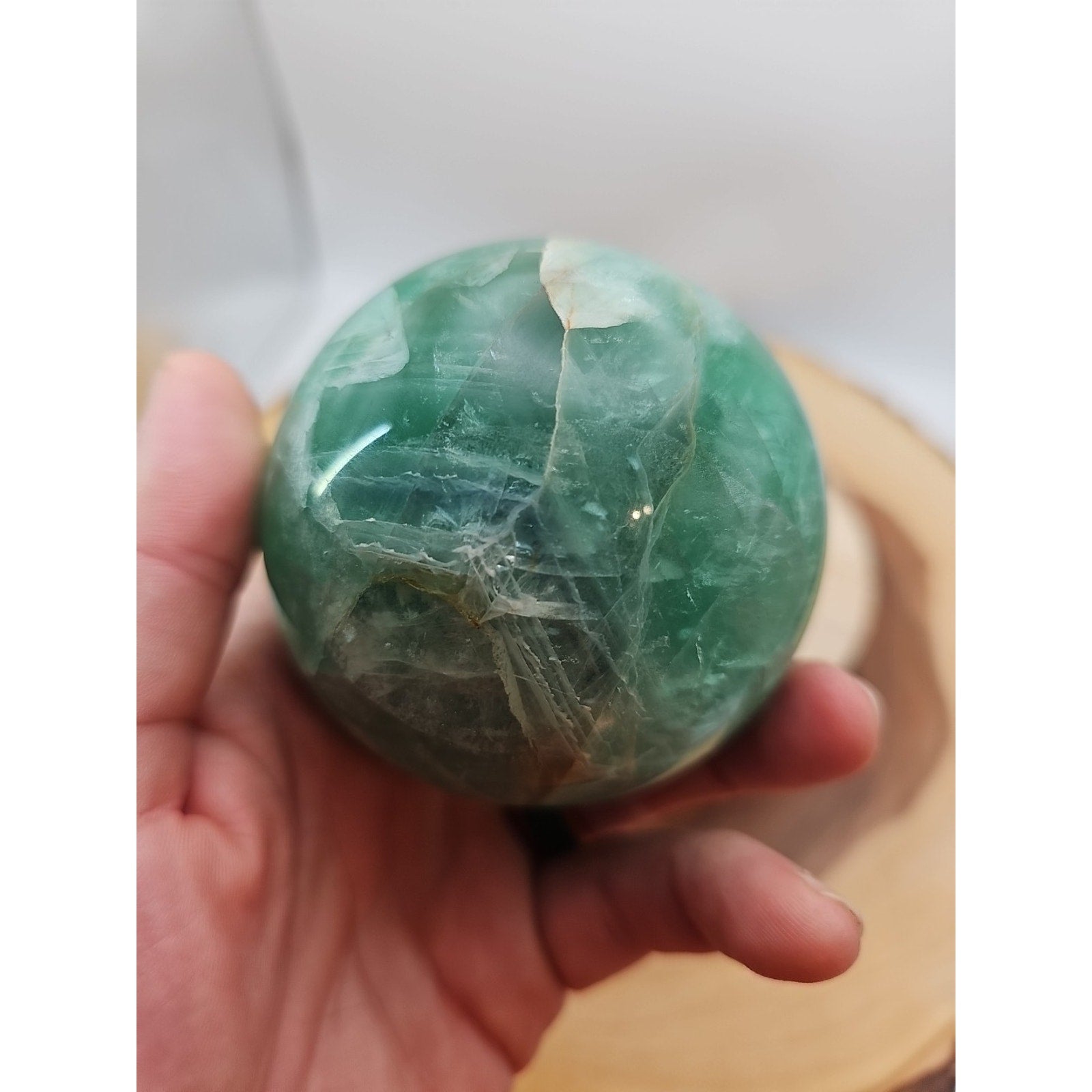 1.59lb Natural Rainbow Fluorite Quartz Crystal Sphere Ball Polished by CrystalCloud Company