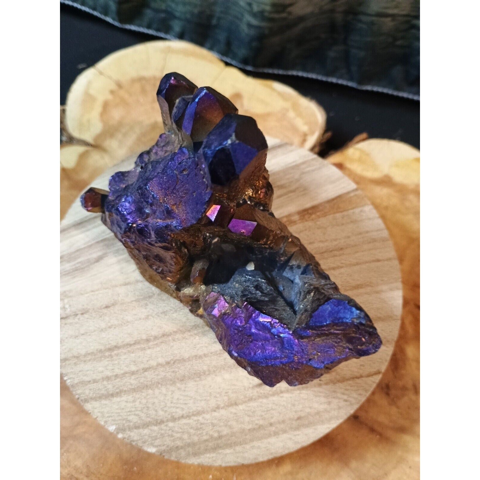 Rainbow Aqua Aura Quartz Crystal Cluster — 1.2 lbs, Titanium Coated | CrystalCloud Company by CrystalCloud Company