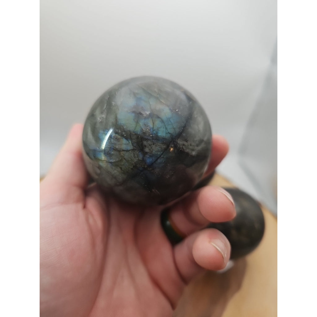 1LB 1Pcs Natural Rainbow Labradorite Crystal Sphere Ball Polished w/stand by CrystalCloud Company