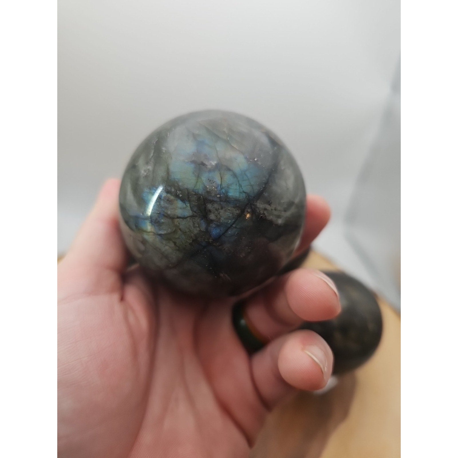 1LB 1Pcs Natural Rainbow Labradorite Crystal Sphere Ball Polished w/stand by CrystalCloud Company