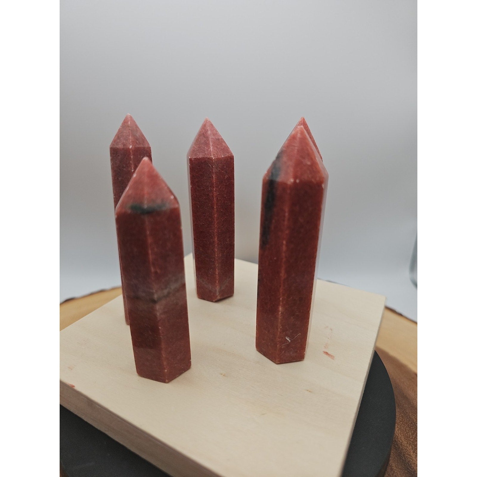 5pcs Avg .65 Natural Rhodonite Quartz Crystal Brazil by CrystalCloud Company