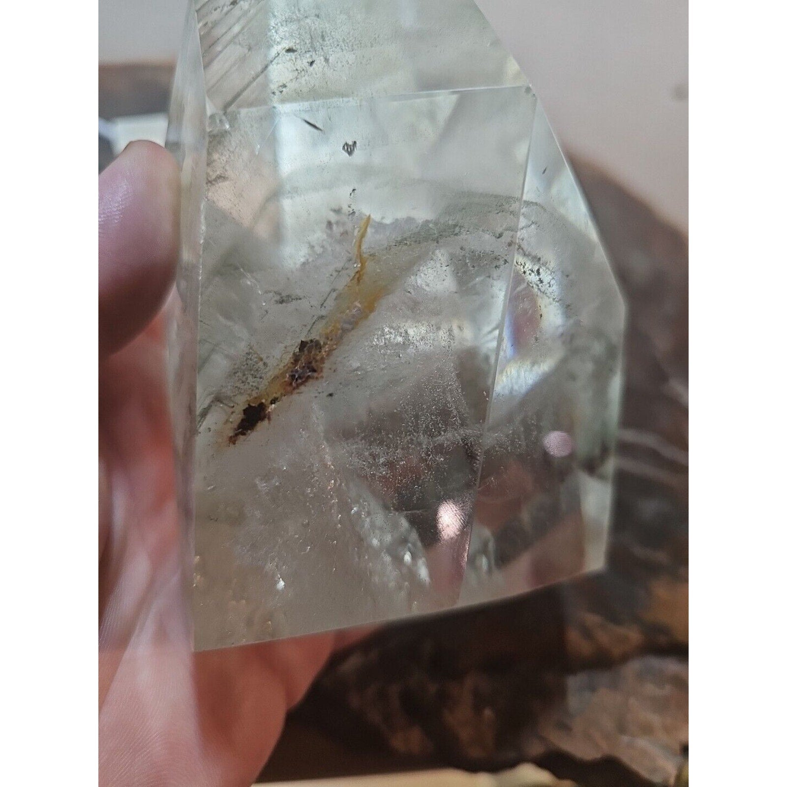 2.7LB Natural Green Ghost Phantom Quartz Crystal Obelisk Wand Point Healing. by CrystalCloud Company