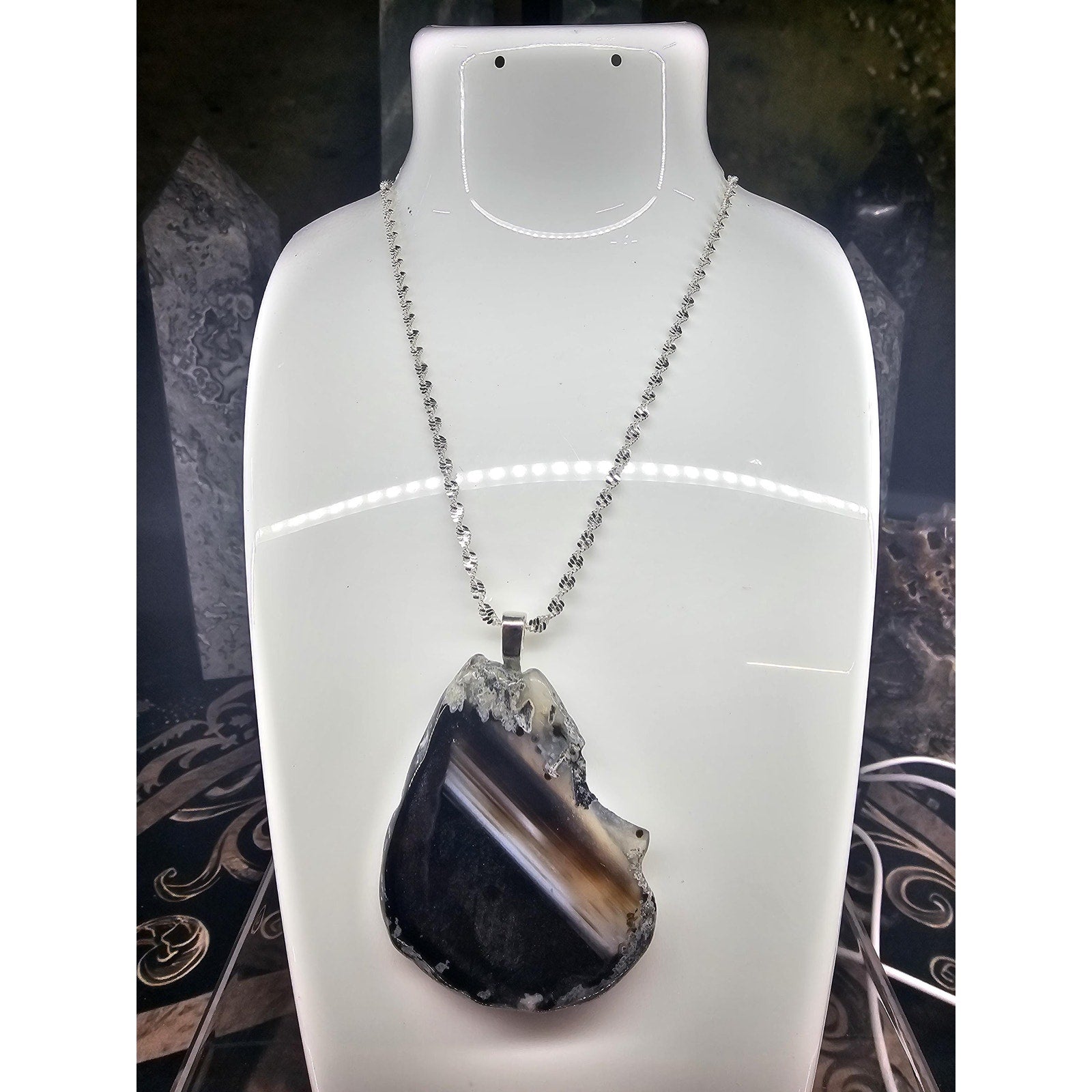 Brown agate Pendant Necklace by CrystalCloud Company
