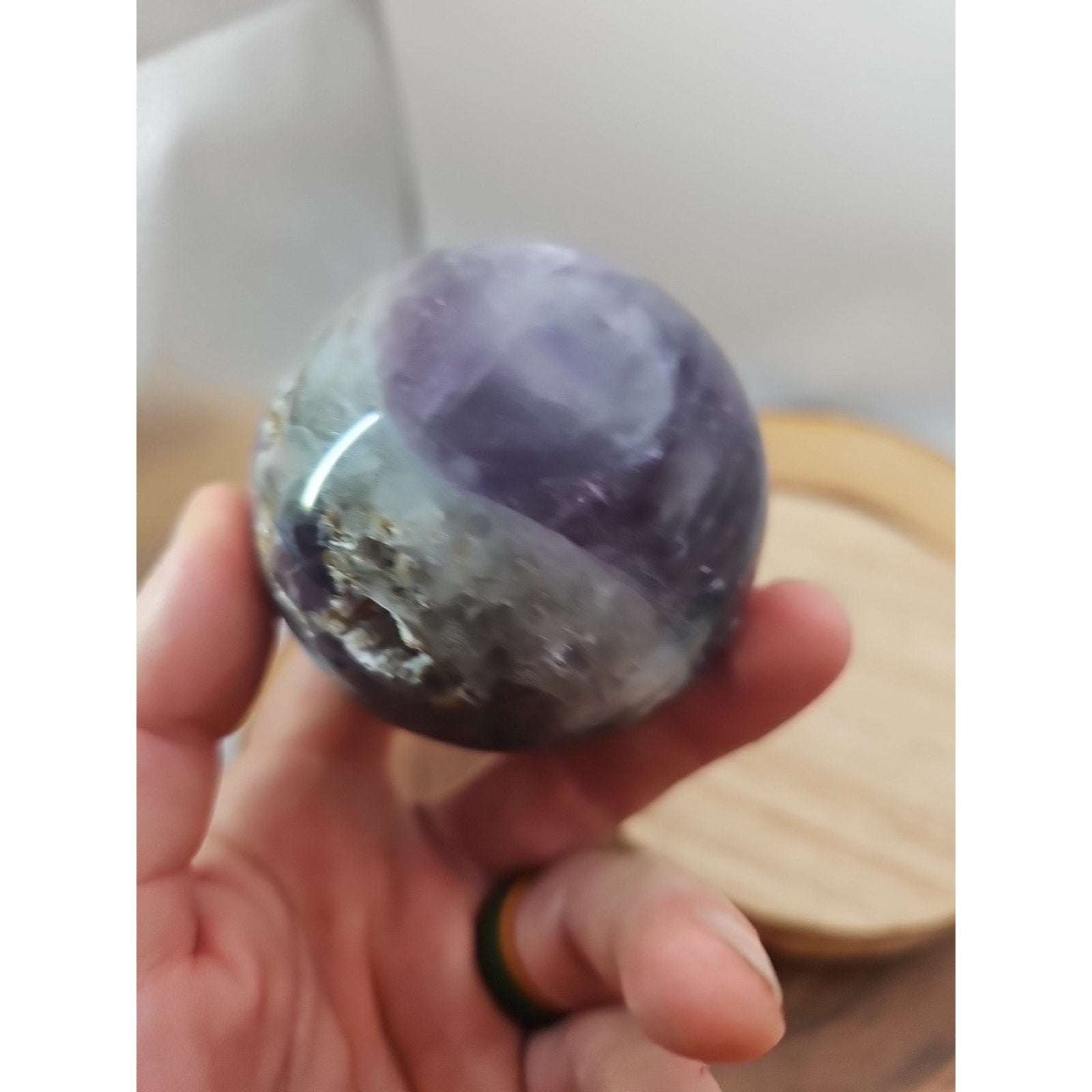 1.10lb Natural Rainbow Fluorite Quartz Crystal Sphere Ball Polished by CrystalCloud Company