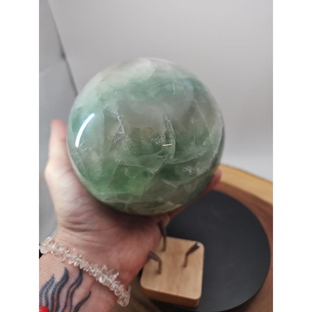 Large Natural Green Fluorite Quartz Crystal Sphere — 5.43 lbs, Madagascar | CrystalCloud Company by CrystalCloud Company