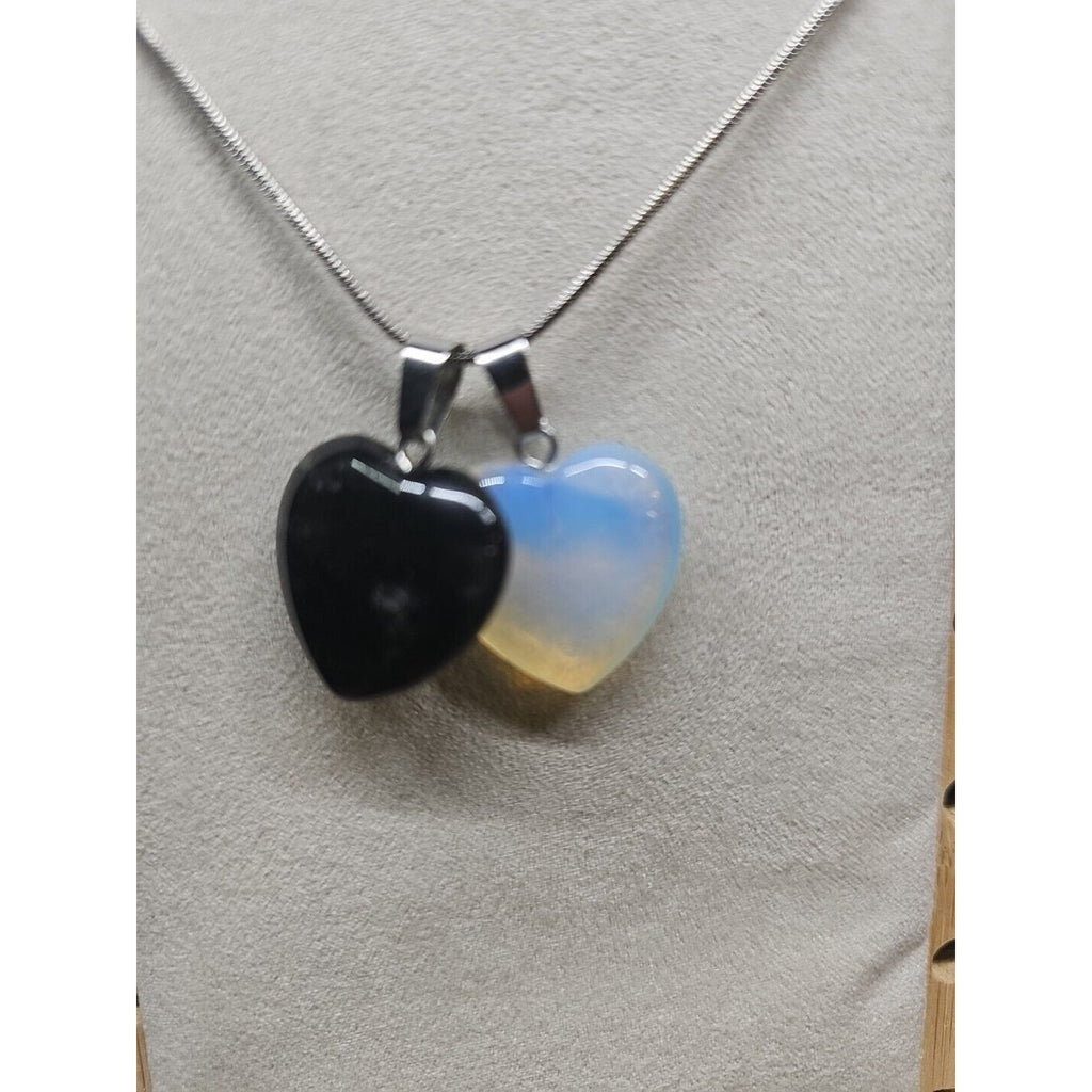 Pendant Necklace 16in Silver Chain Agate Heart by CrystalCloud Company