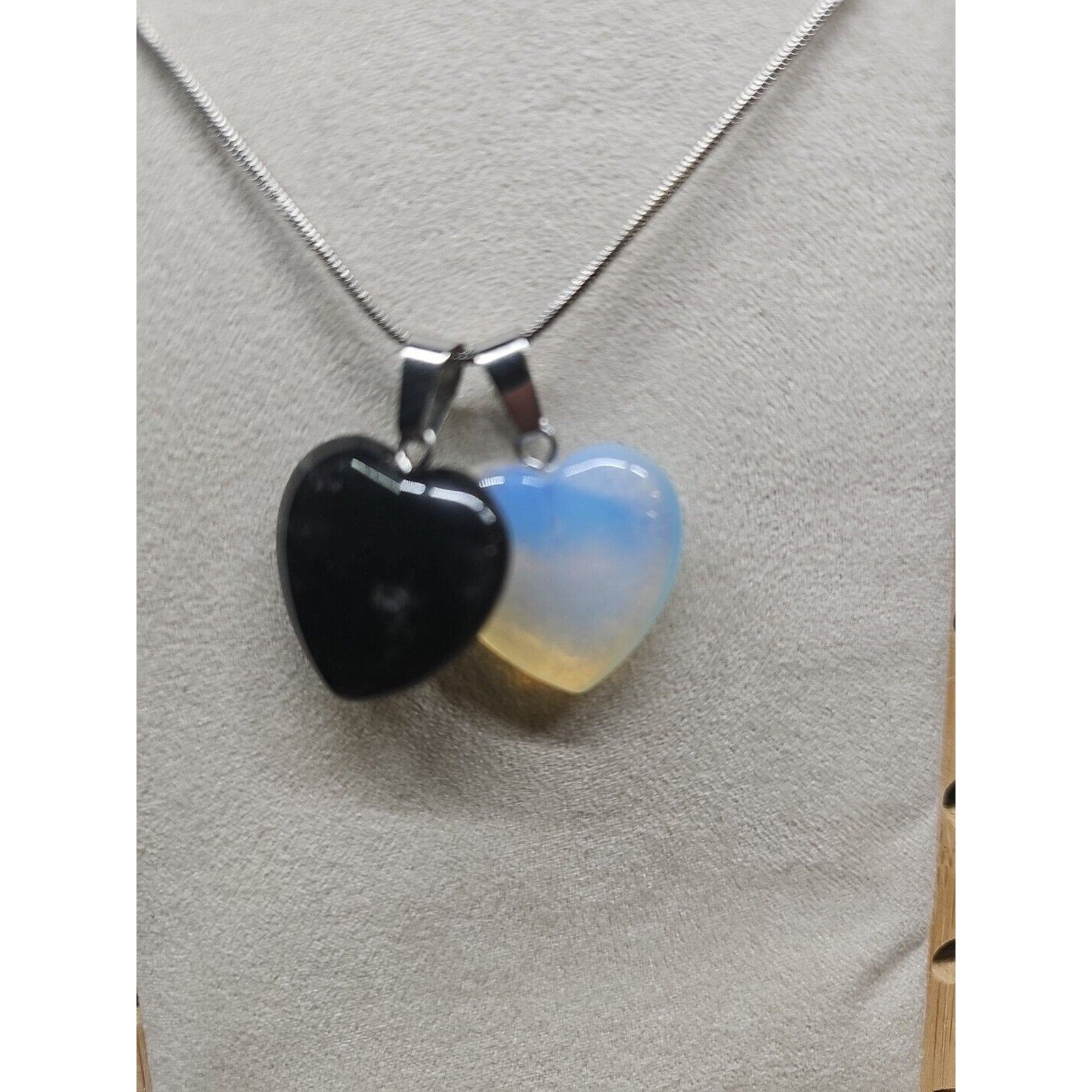 Pendant Necklace 16in Silver Chain Agate Heart by CrystalCloud Company