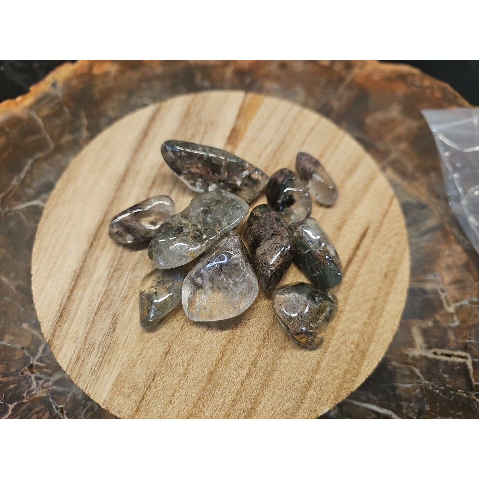 Phantom Ghost Clear Quartz Tumbled Stones — 10-Piece Set, Brazil | CrystalCloud Company by CrystalCloud Company