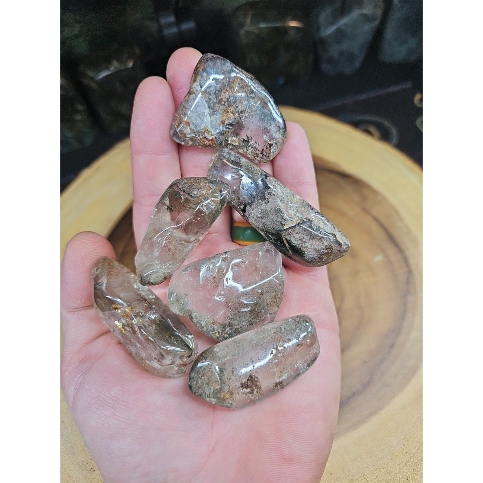1Pcs XL Natural Phantom Ghost Clear Quartz Crystal Stone Tumble Brazil by CrystalCloud Company