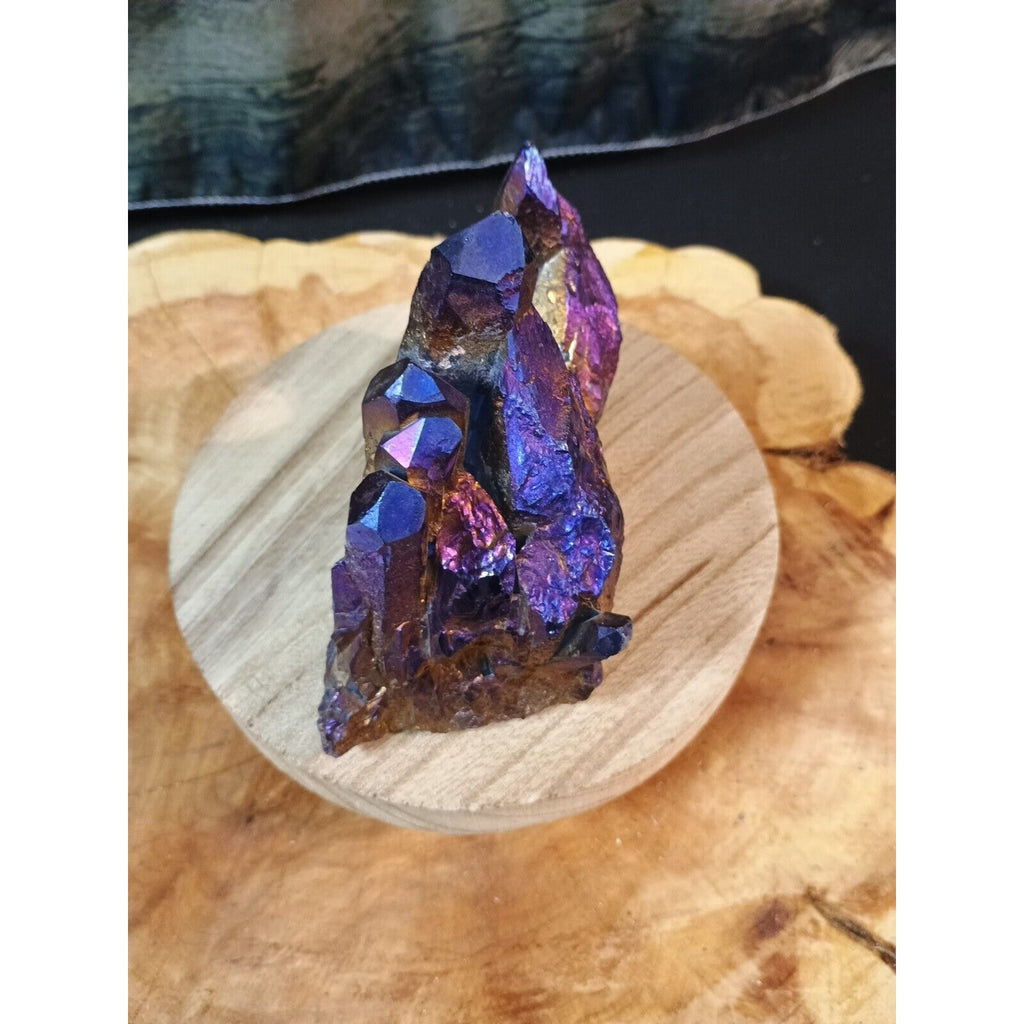 Rainbow Aqua Aura Quartz Crystal Cluster — 1.2 lbs, Titanium Coated | CrystalCloud Company by CrystalCloud Company