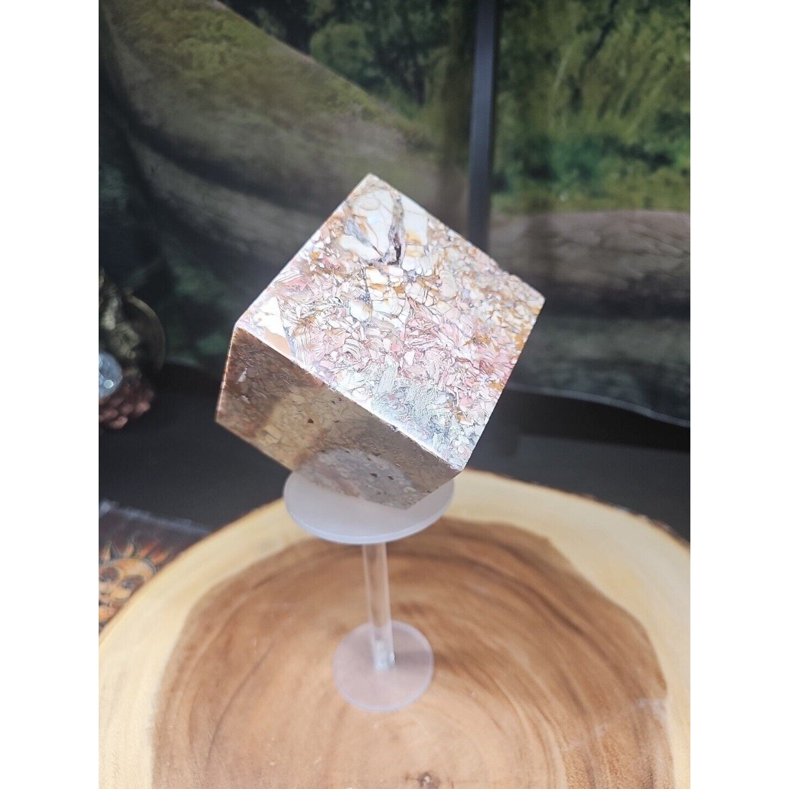2.83LB 1Pcs Natural Ocean Jasper Onyx Quartz Crystal Geode Square Heptahedron by CrystalCloud Company