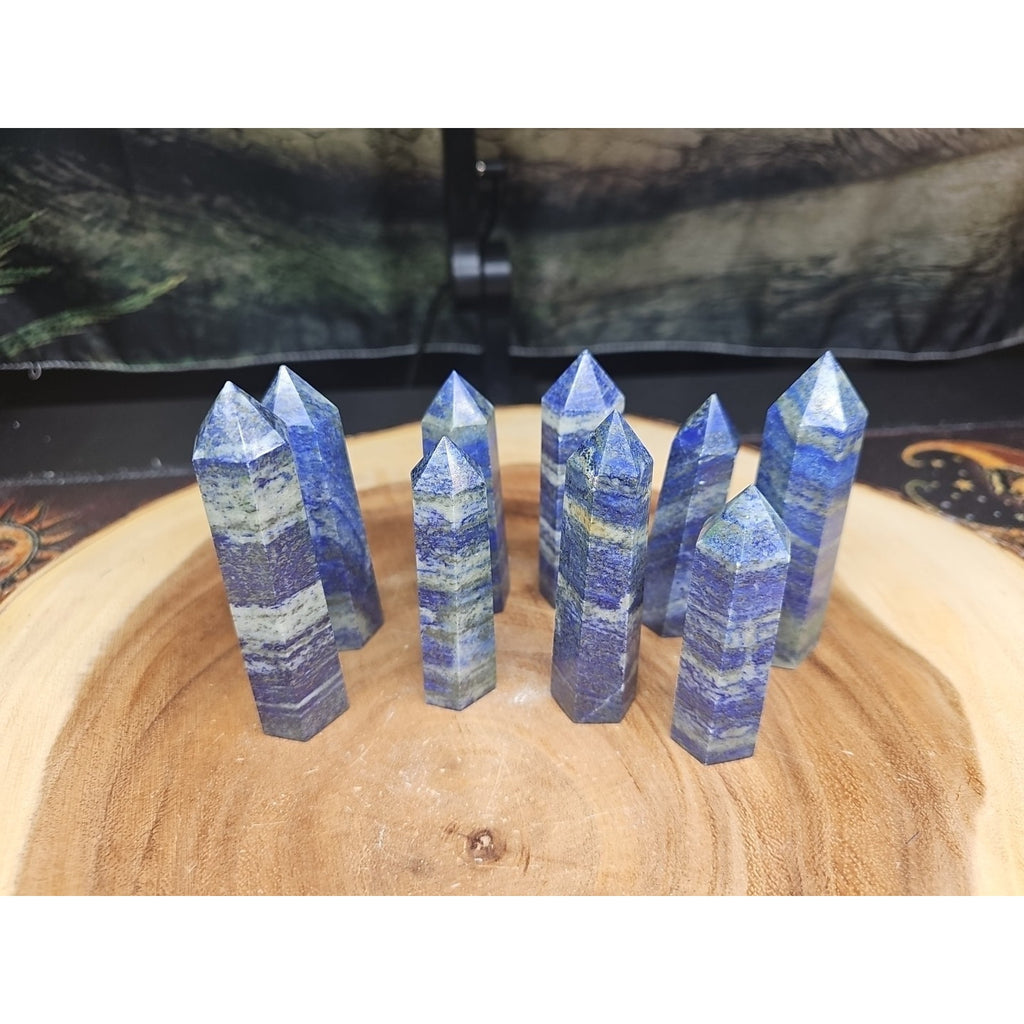 Blue Lapis Lazuli & Pyrite Crystal Tower — Rare Generator Point from Brazil | CrystalCloud Company by CrystalCloud Company