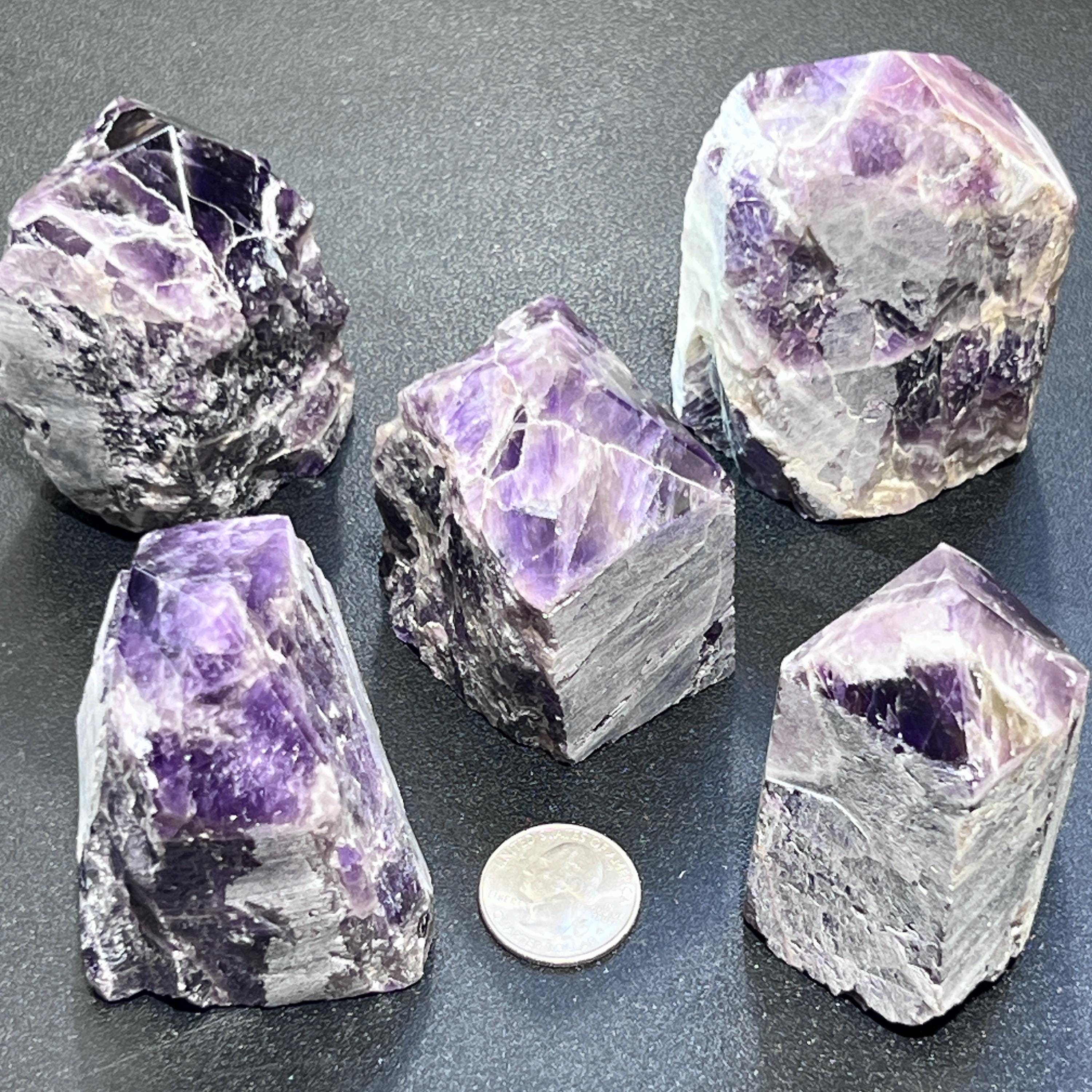 Banded Amethyst Crystal Point Tower Carving Gemstone Home Decor Supply by Amazing Crystals