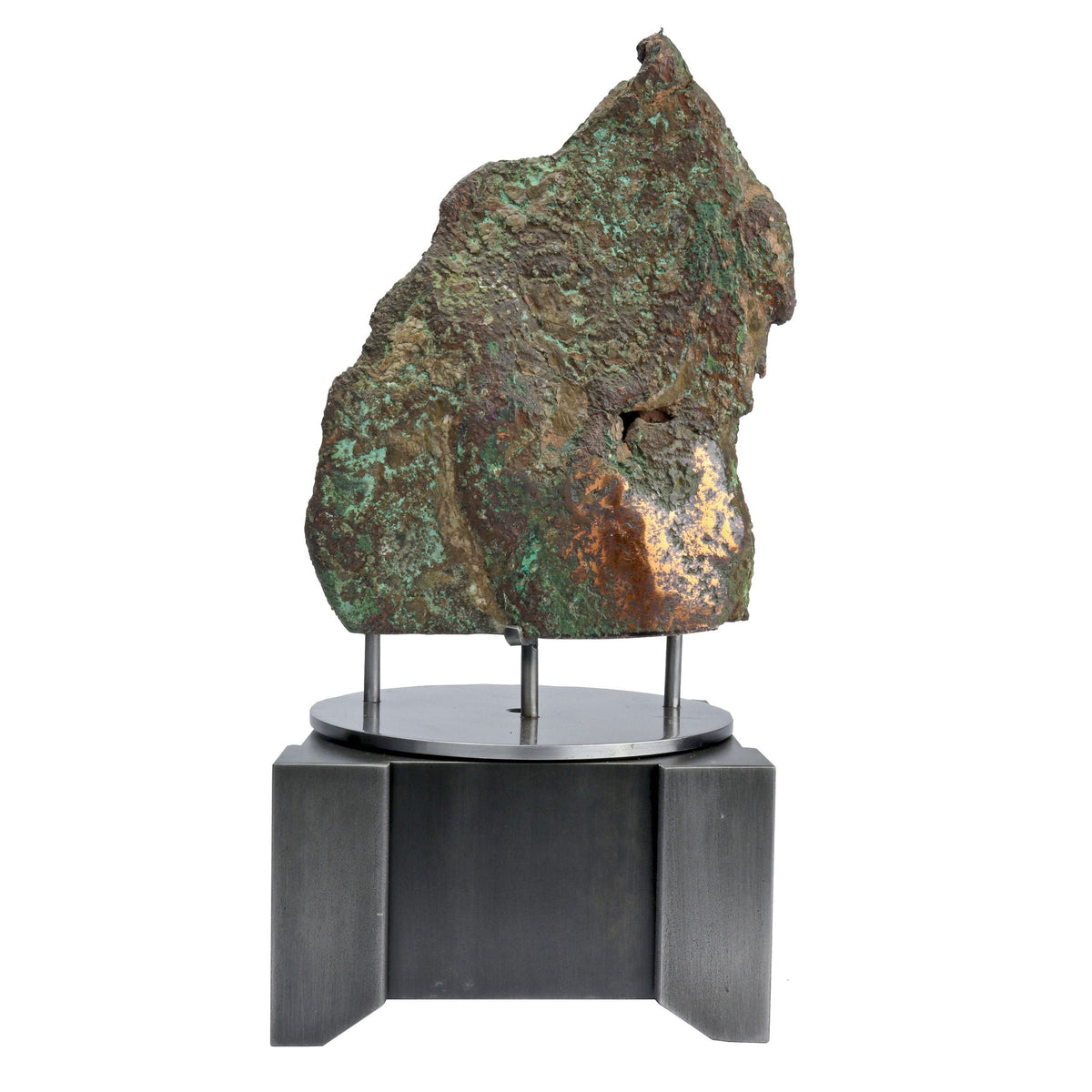 Michigan Copper Float Fold with Cut Base on Custom Mirror Finish Rotating Stand