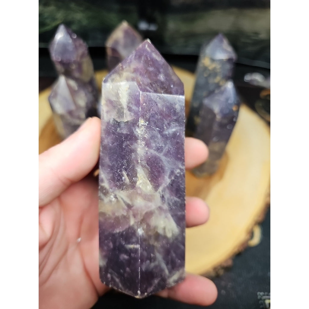 Purple Mica Lepidolite Crystal Tower — 300g–400g, Africa | CrystalCloud Company by CrystalCloud Company