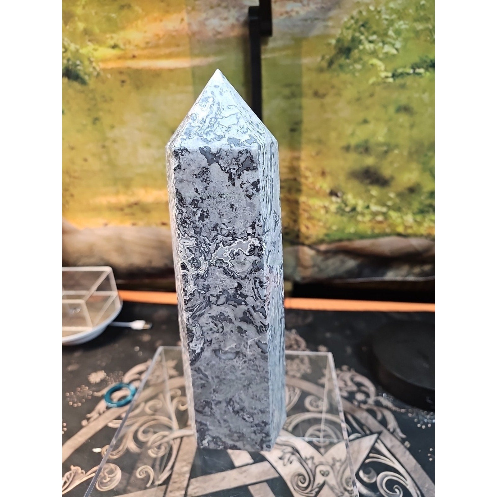 4.83lb 10in Tall Crazy Lace Jasper Crystal Point Tower Healing by CrystalCloud Company