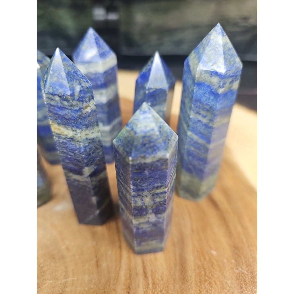 Blue Lapis Lazuli & Pyrite Crystal Tower — Rare Generator Point from Brazil | CrystalCloud Company by CrystalCloud Company
