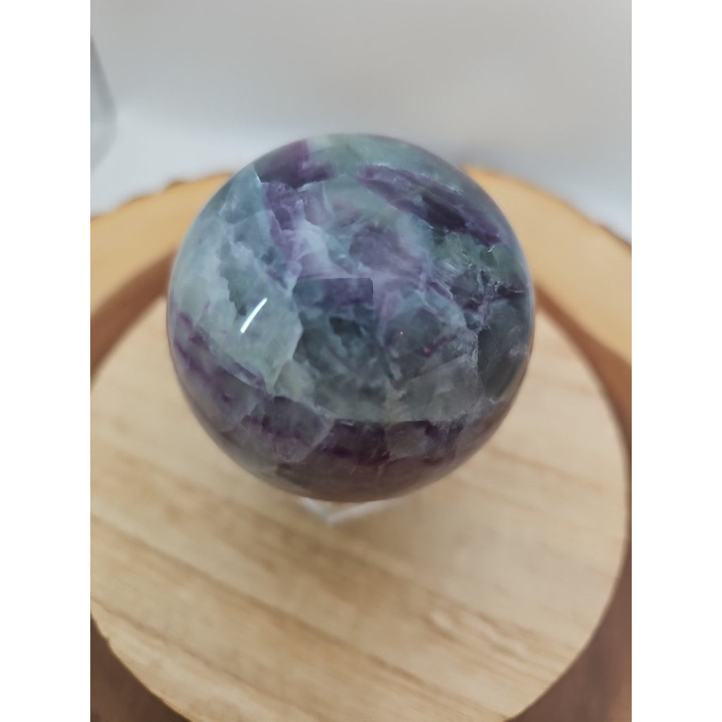 1.09lb Natural Rainbow Fluorite Quartz Crystal Sphere Ball Polished by CrystalCloud Company