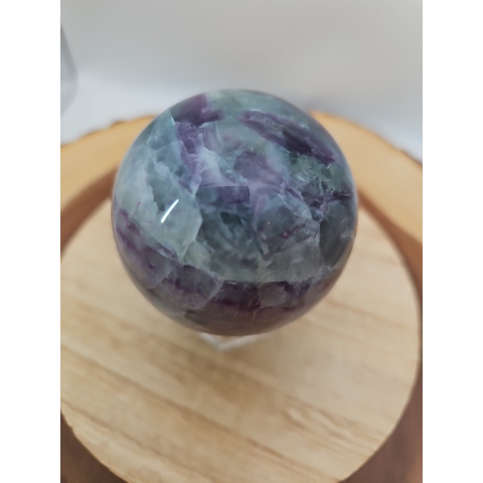 1.09lb Natural Rainbow Fluorite Quartz Crystal Sphere Ball Polished by CrystalCloud Company