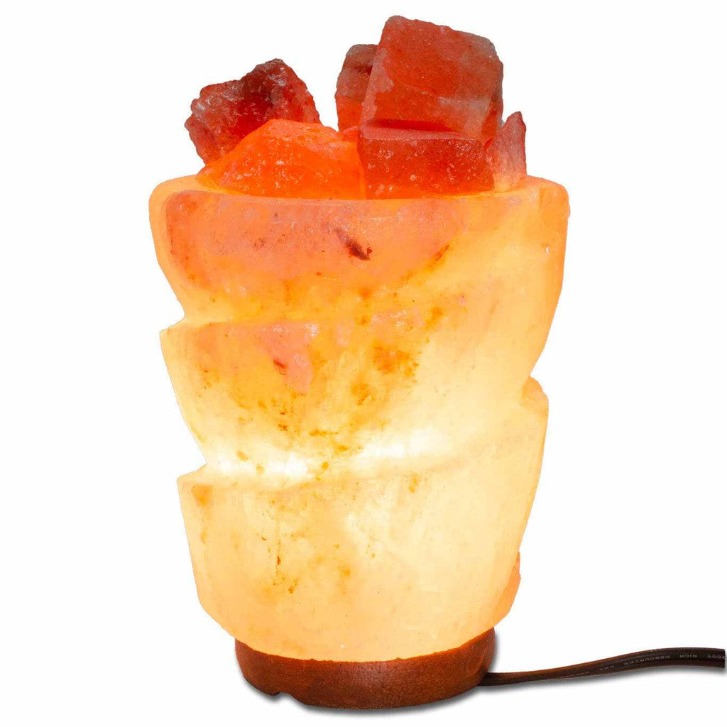 Funnel w/ Chunks Salt Lamp - 9.5" avg. - Cord, Bulb, Dimmer by Sacred Crystals