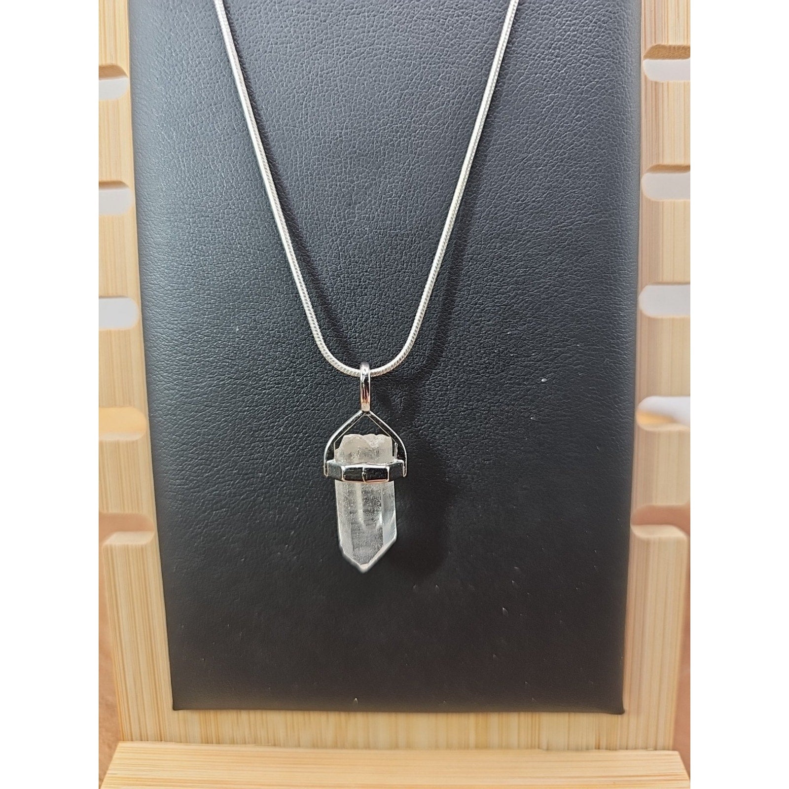 Handmade Quartz Crystal Necklace 16in 925 Silver Chain by CrystalCloud Company