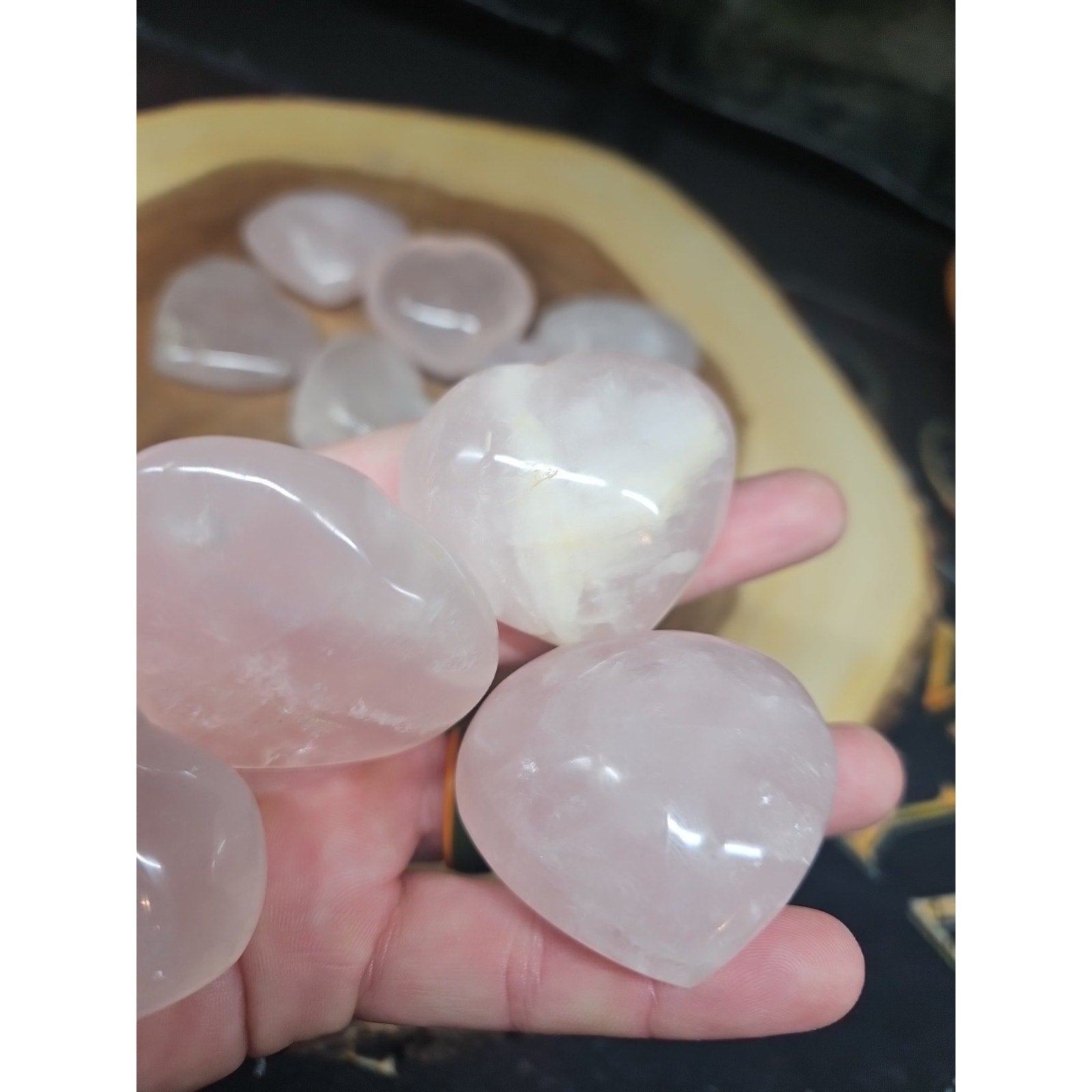 1Pcs Large Natural Pink Rose Quartz Crystal Heart Carved Palm Stone by CrystalCloud Company