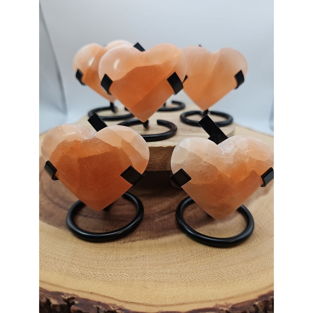 Peach Selenite Palm Stone W/stand 1each by CrystalCloud Company
