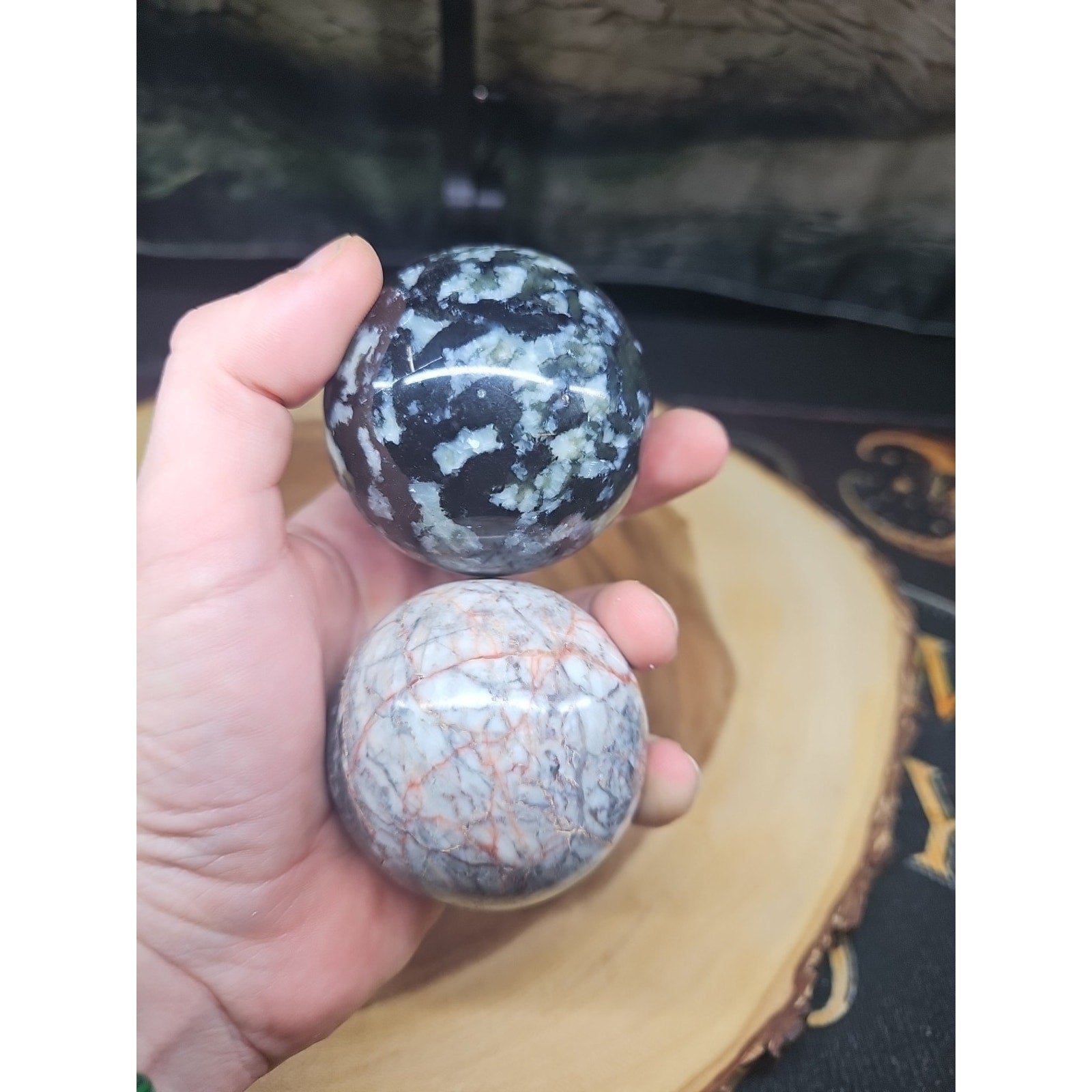 2Pcs A Set Of Natural Quartz Crystal Jasper Sphere Ball Polished 50-60mm &stand by CrystalCloud Company