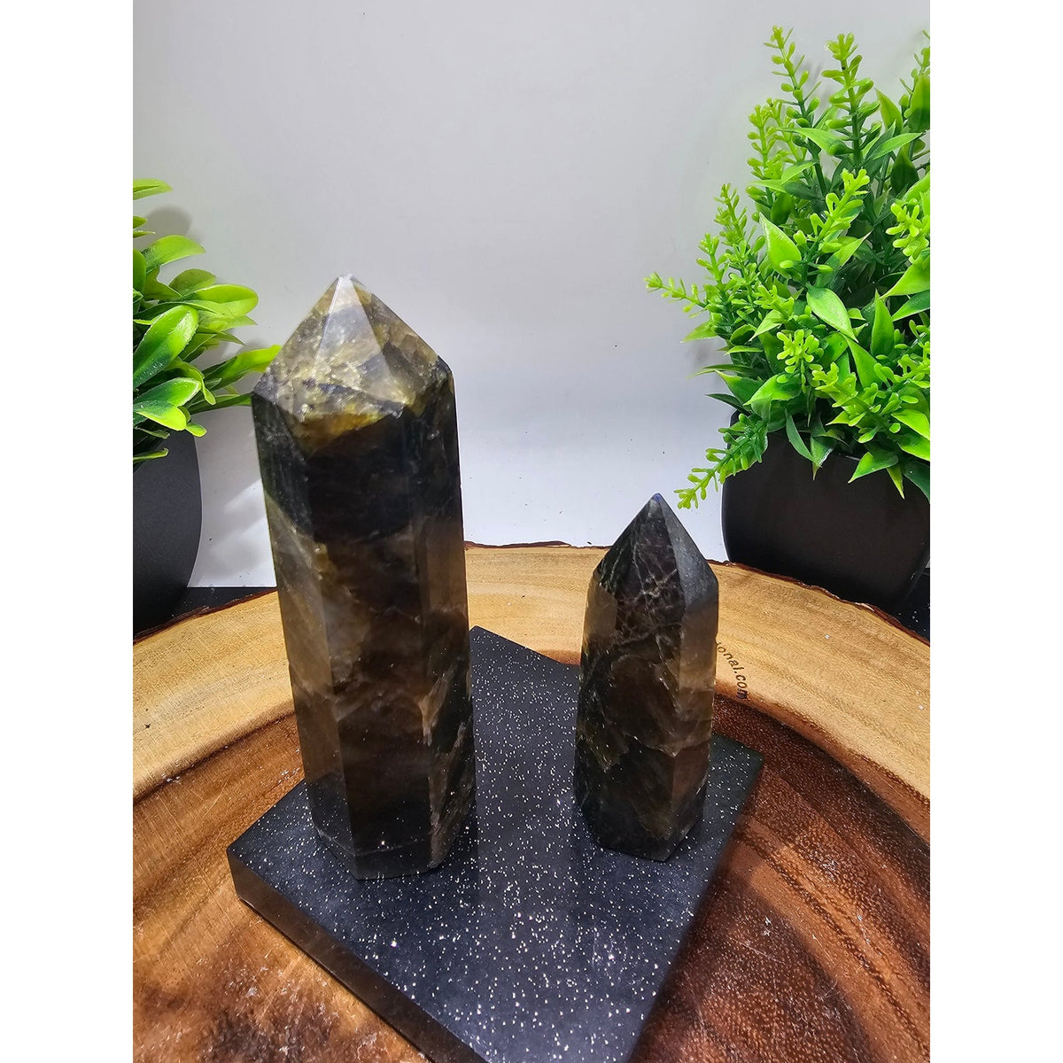 Labradorite Towers on Resin Base — Set of 2