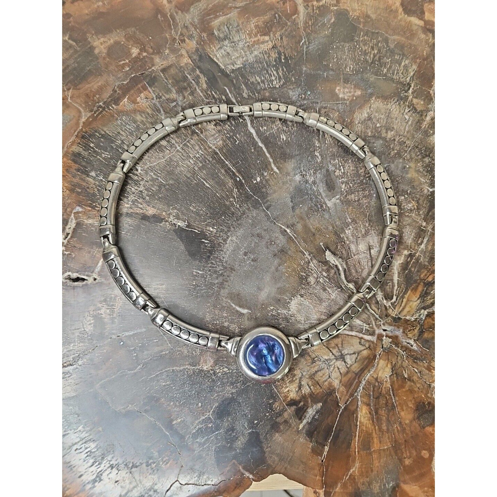Silver Plated Necklace with Natural Stone Pendant by CrystalCloud Company