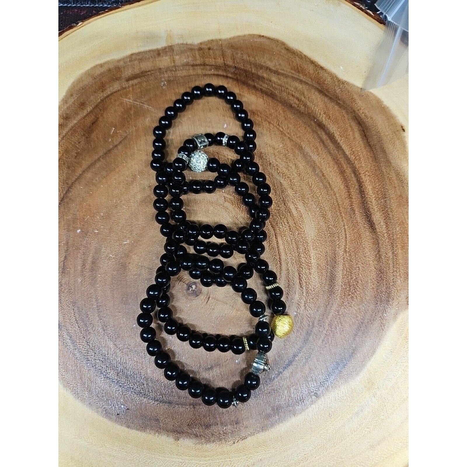 Natural Obsidian Stone Bracelets 5pc Set by CrystalCloud Company
