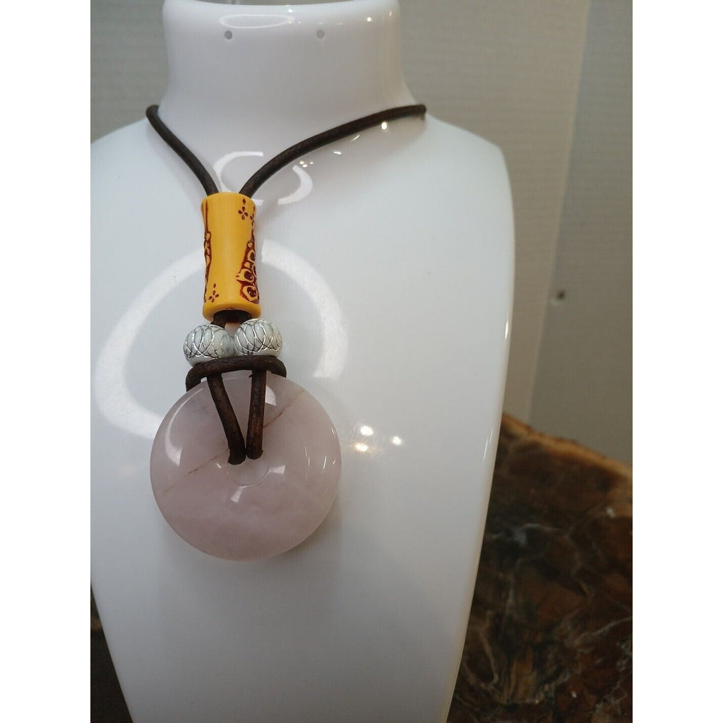 Rose Quartz Pendant Necklace — Handcrafted Natural Stone | CrystalCloud Company by CrystalCloud Company