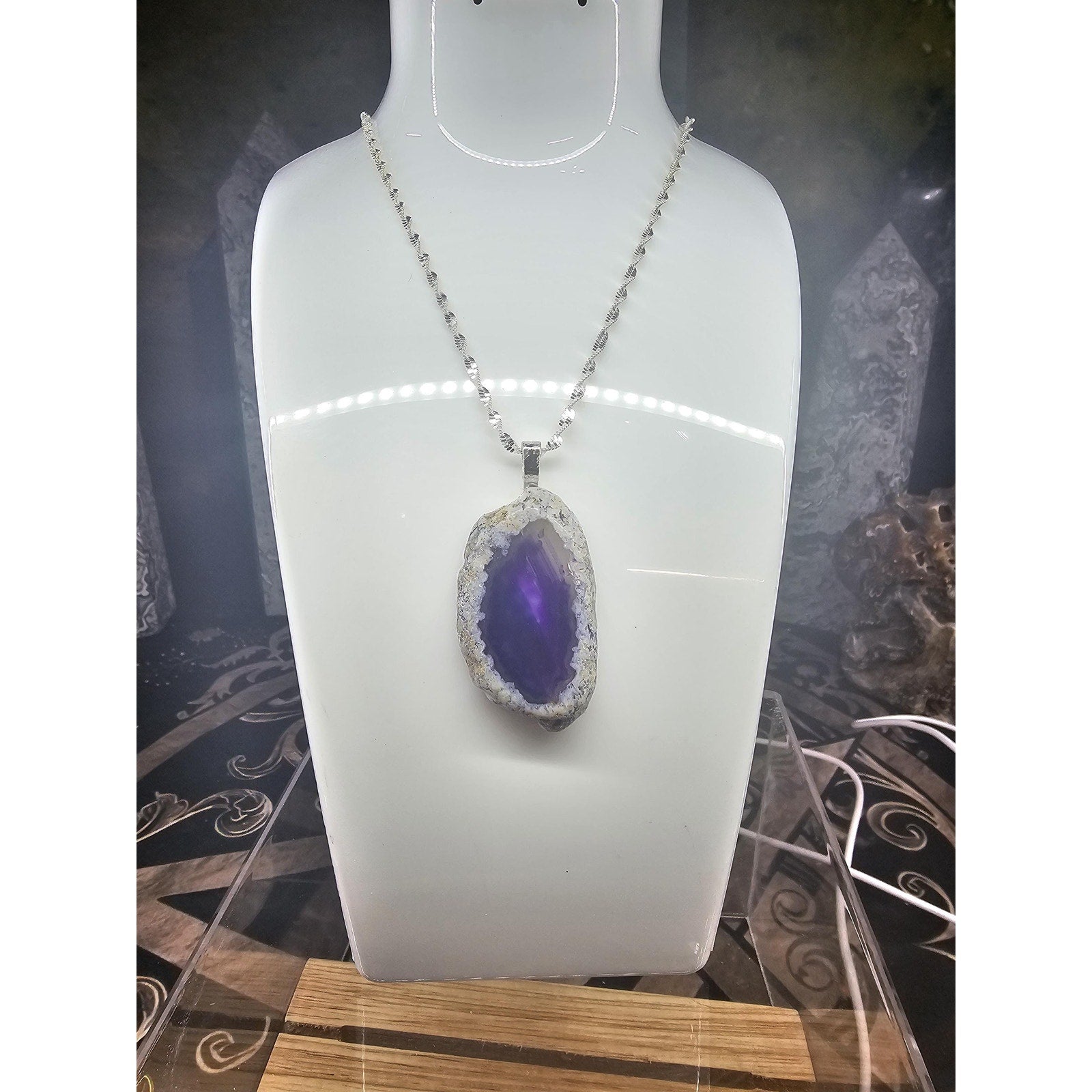 Purple agate Pendant Necklace by CrystalCloud Company