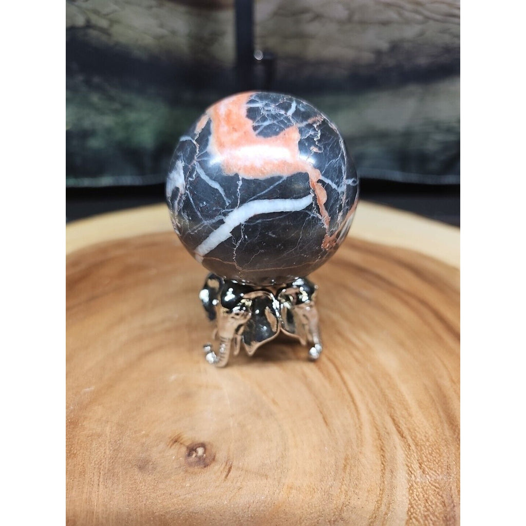 Ocean Jasper Sphere .75lbs 58mm. W/ Elephant Stand by CrystalCloud Company