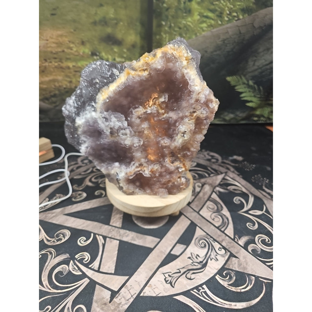 11.9LB Natural fluorite quartz crystal Cluster specimen W/led Back Light Stand by CrystalCloud Company