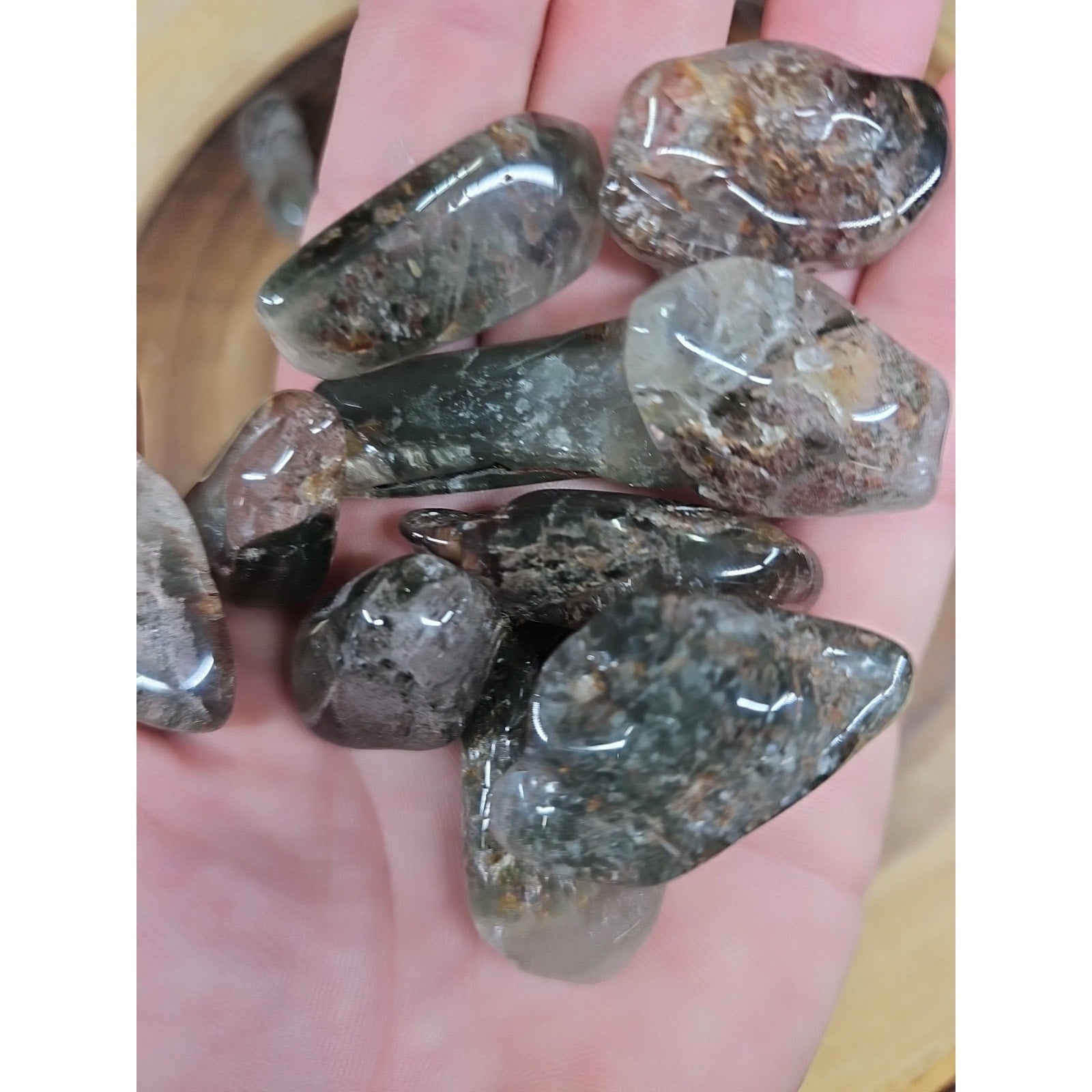 24Pcs Natural Phantom Ghost Clear Quartz Crystal Stone Tumble Brazil .61lbs by CrystalCloud Company