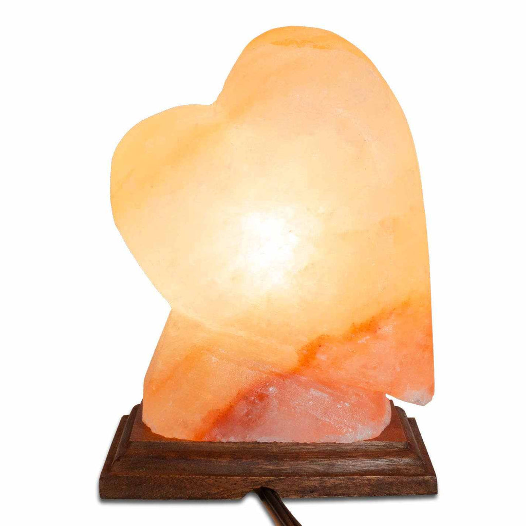 Heart Shaped Salt Lamp - 10" avg. - Cord, Bulb, Dimmer by Sacred Crystals