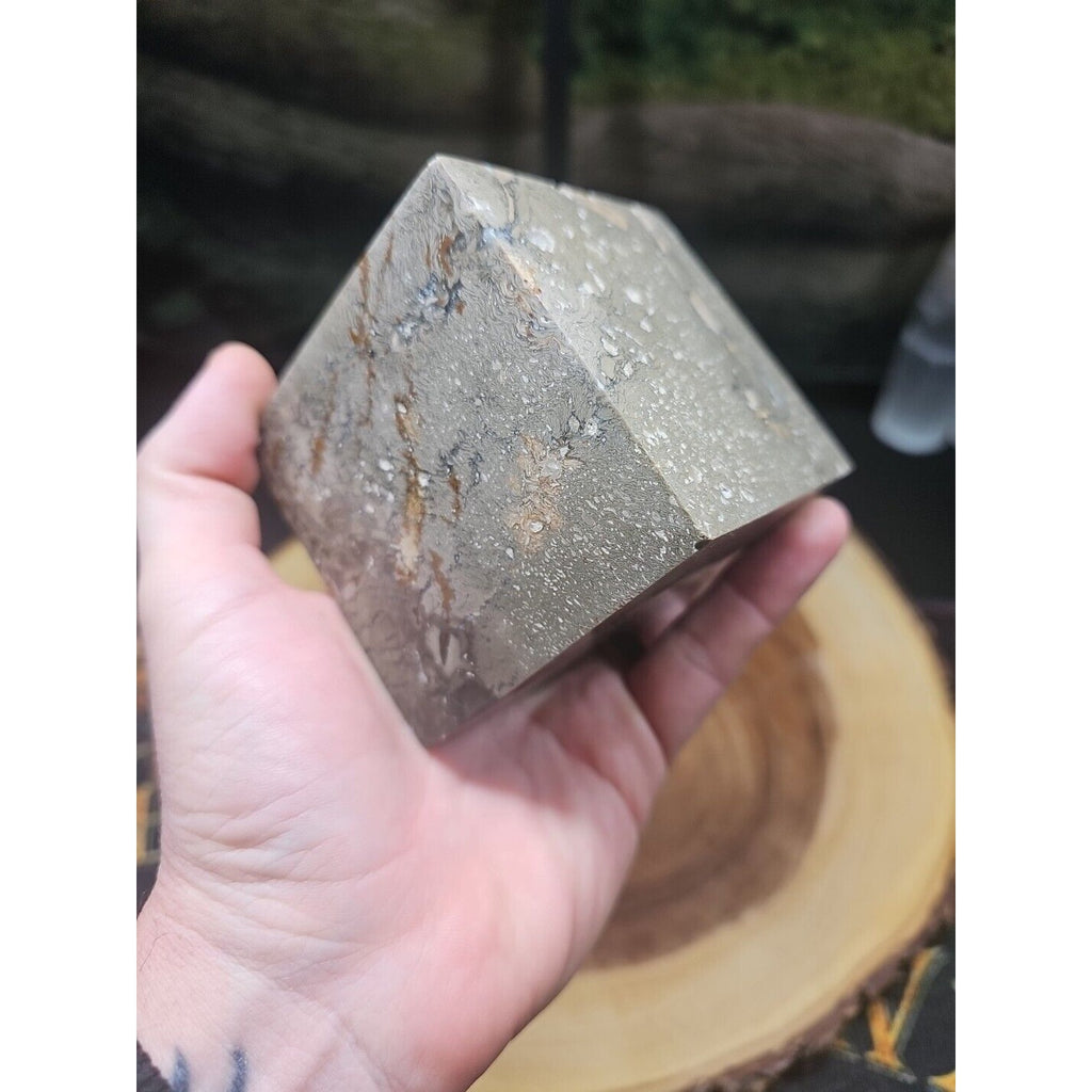 2.41LB 1Pcs Natural Ocean Jasper Onyx Quartz Crystal Geode Square Heptahedron by CrystalCloud Company