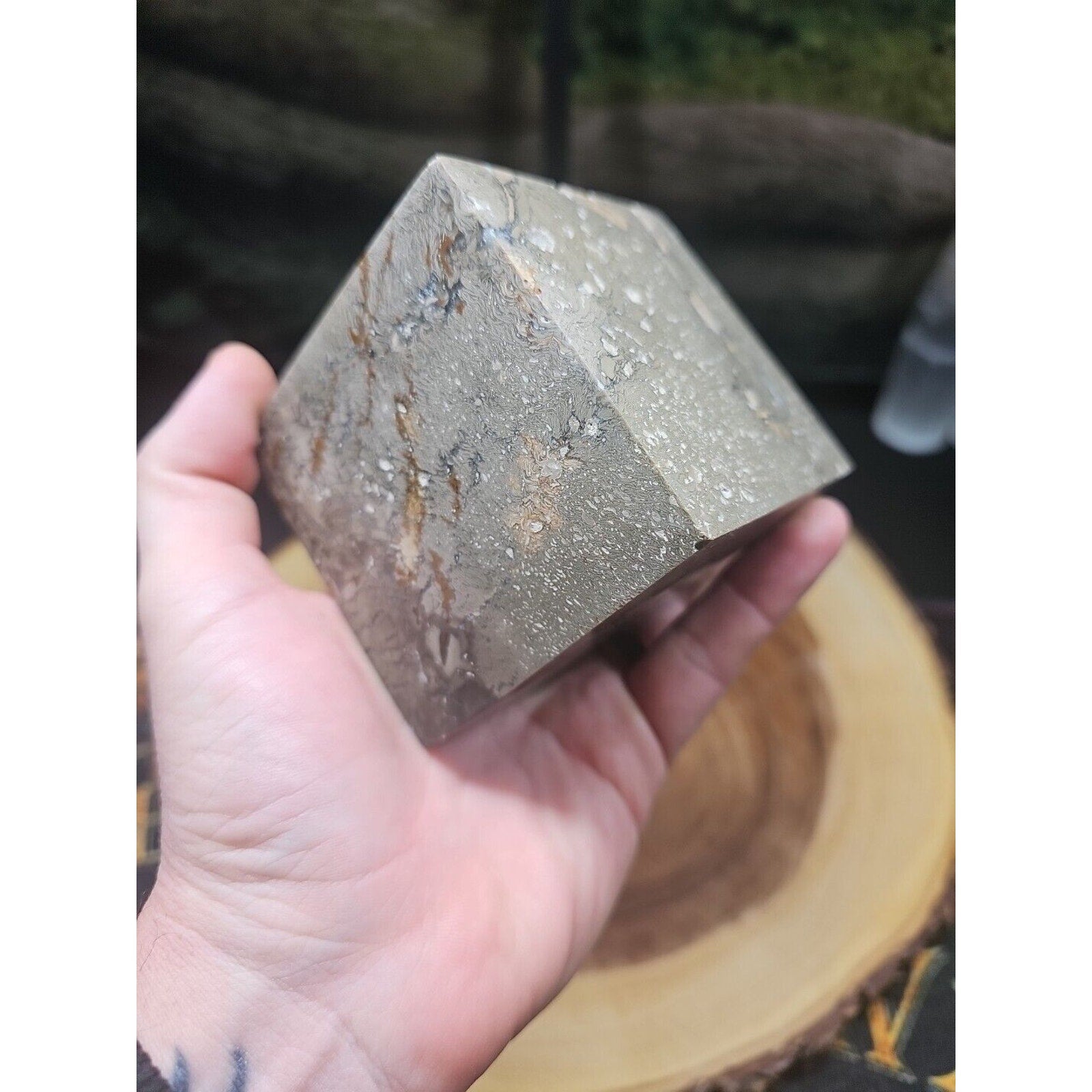 2.41LB 1Pcs Natural Ocean Jasper Onyx Quartz Crystal Geode Square Heptahedron by CrystalCloud Company