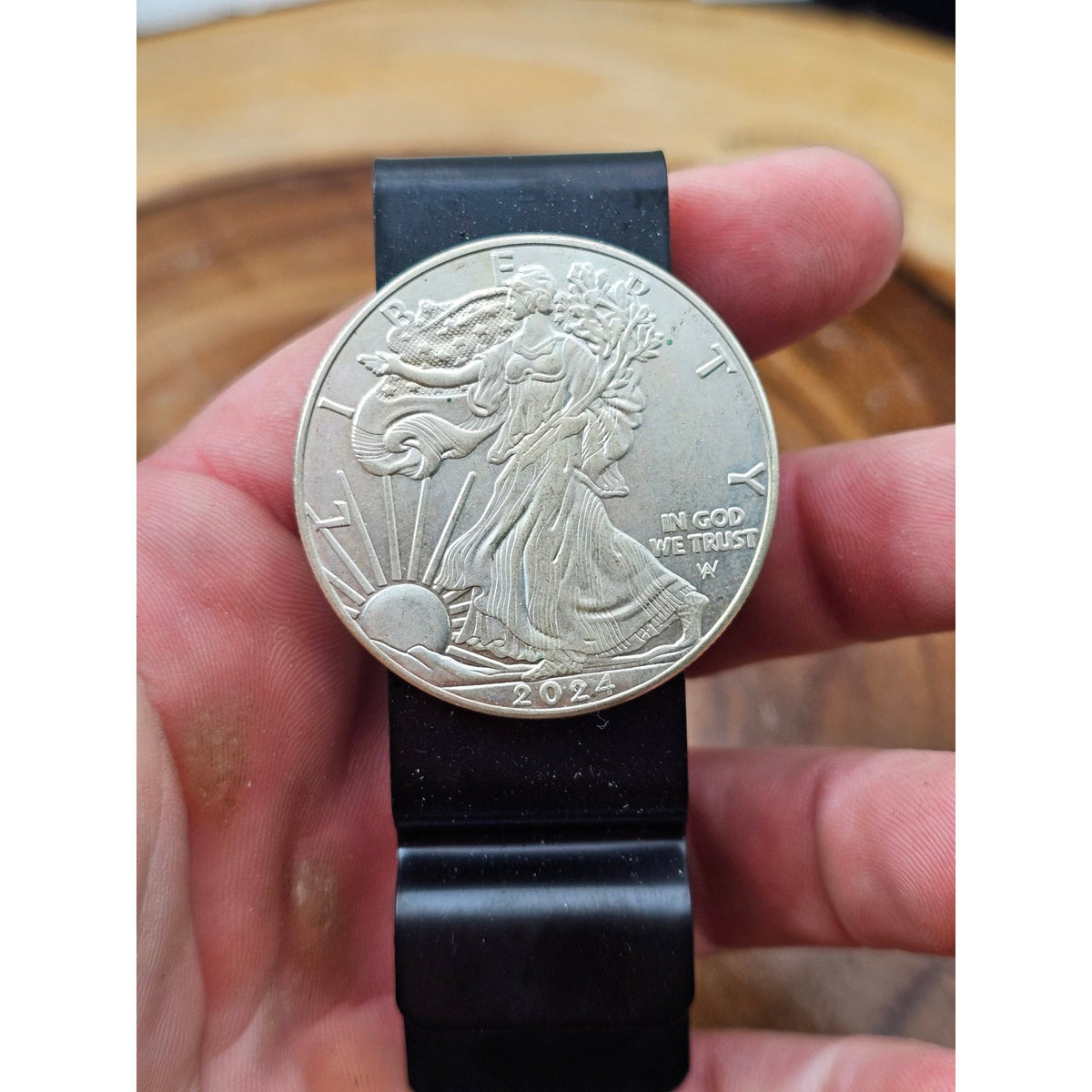 Liberty Dollar Money Clip w/ Replica Silver Eagle Coin