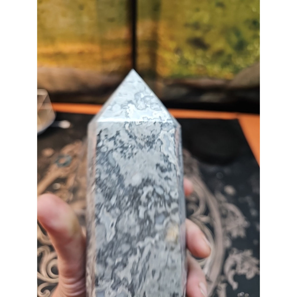 4.83lb 10in Tall Crazy Lace Jasper Crystal Point Tower Healing by CrystalCloud Company