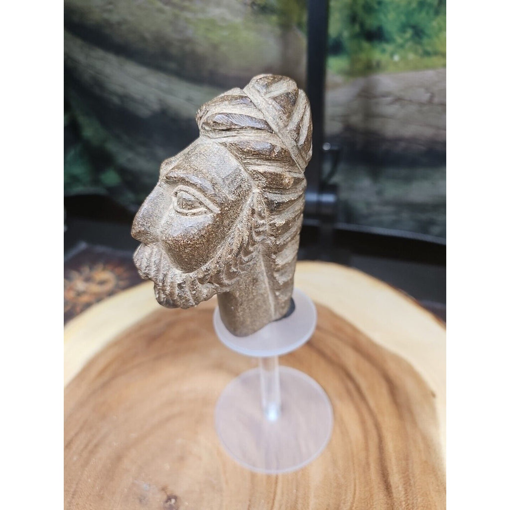 Vintage ABSTRACT STONE HEAD Sculpture Stone 1 lb W/Stand by CrystalCloud Company