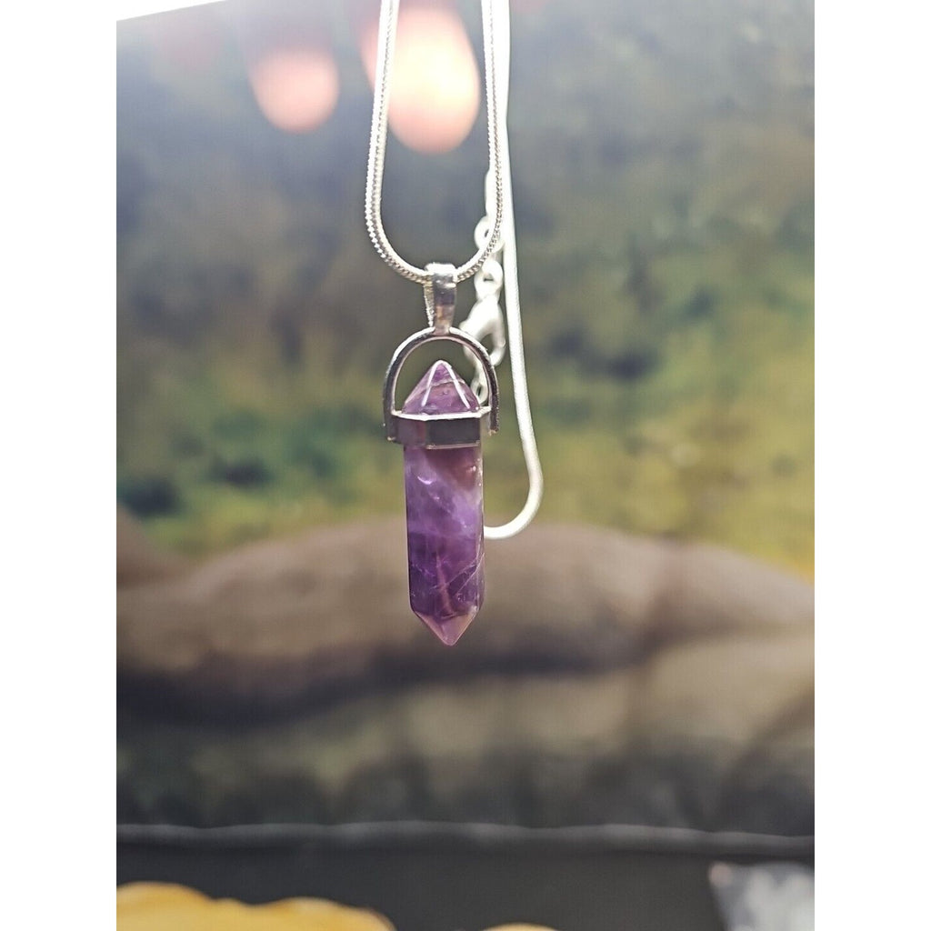 Amethyst Crystal Hexagon Pendant Necklace — 16in Silver Chain | CrystalCloud Company by CrystalCloud Company