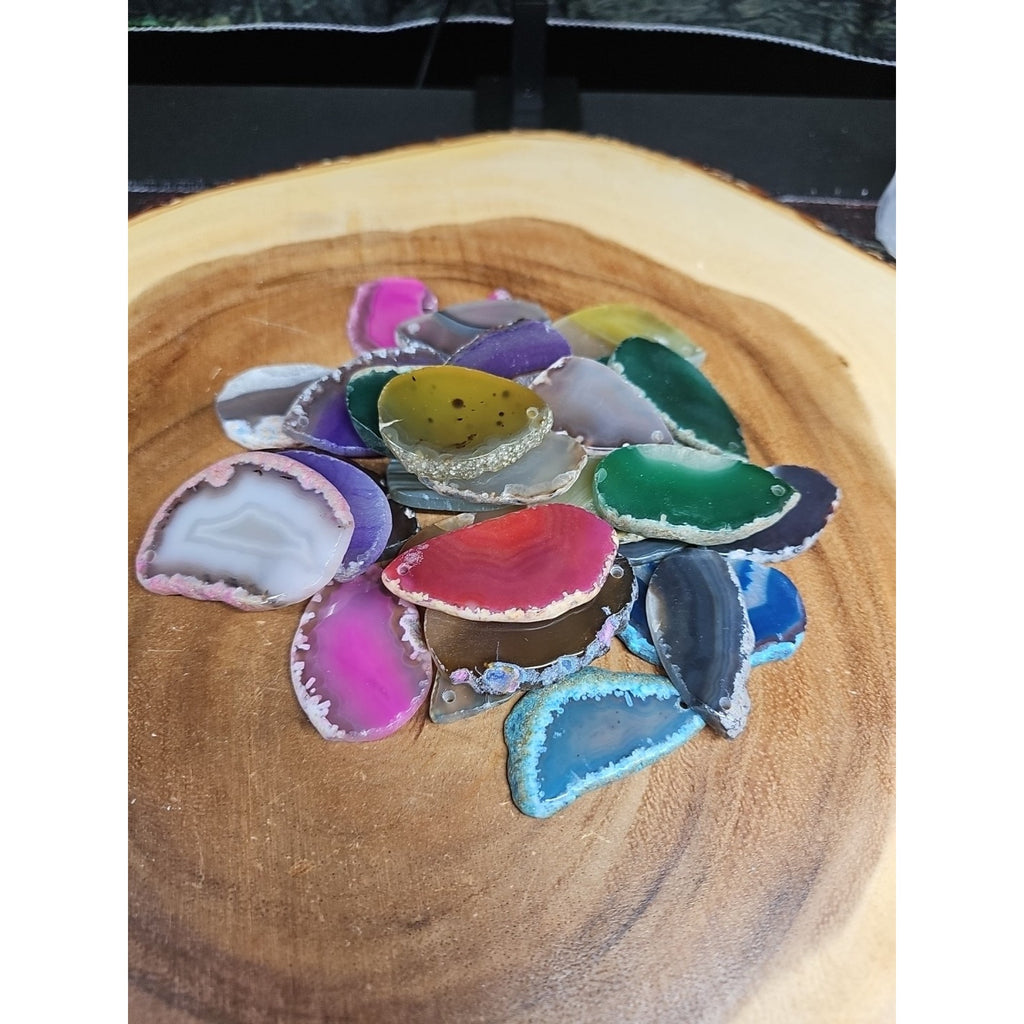 10 agate slices lot W/hole For Pendant by CrystalCloud Company