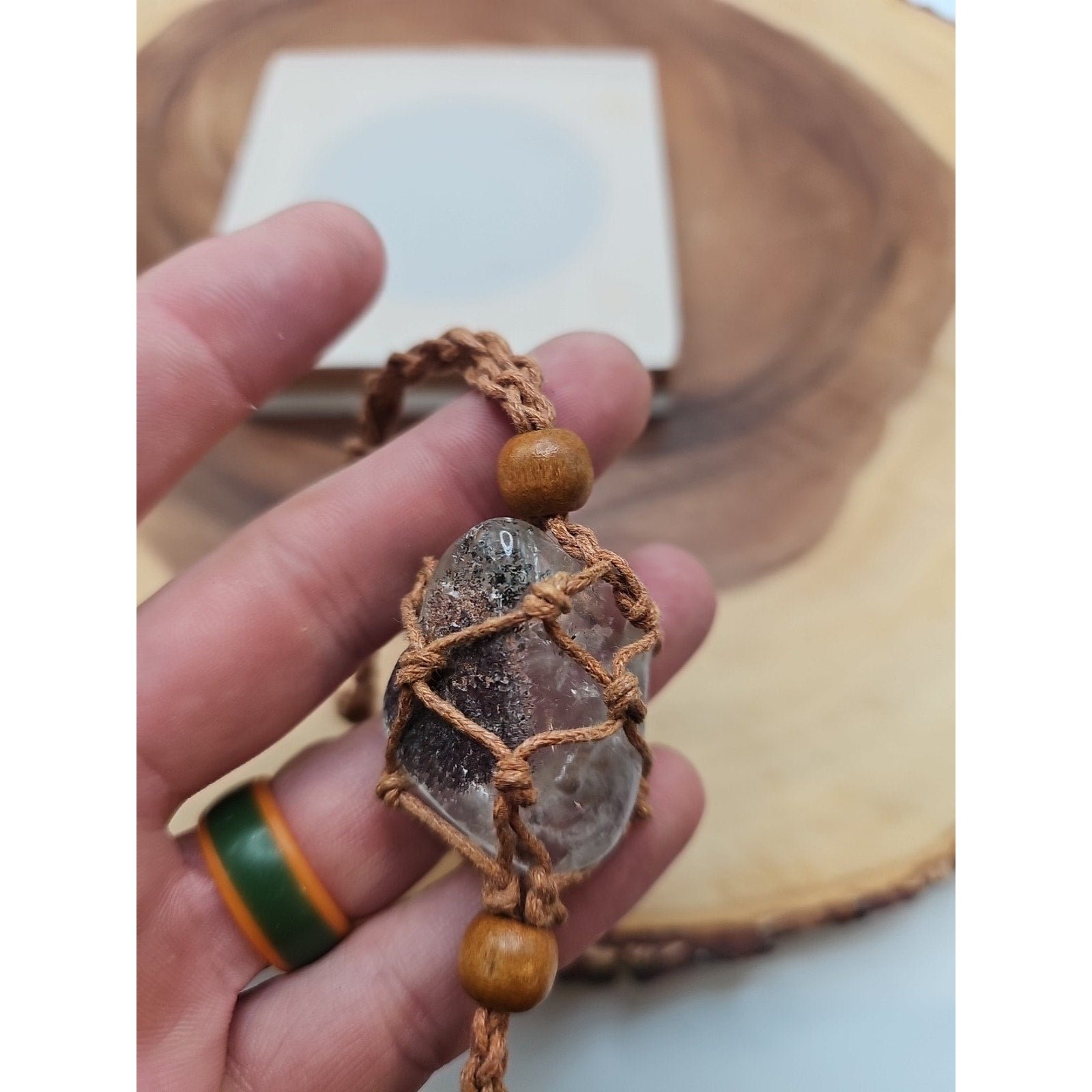 Ghost Crystal Bracelet with Hemp Rope — Bohemian Natural Crystal Bangle | CrystalCloud Company by CrystalCloud Company