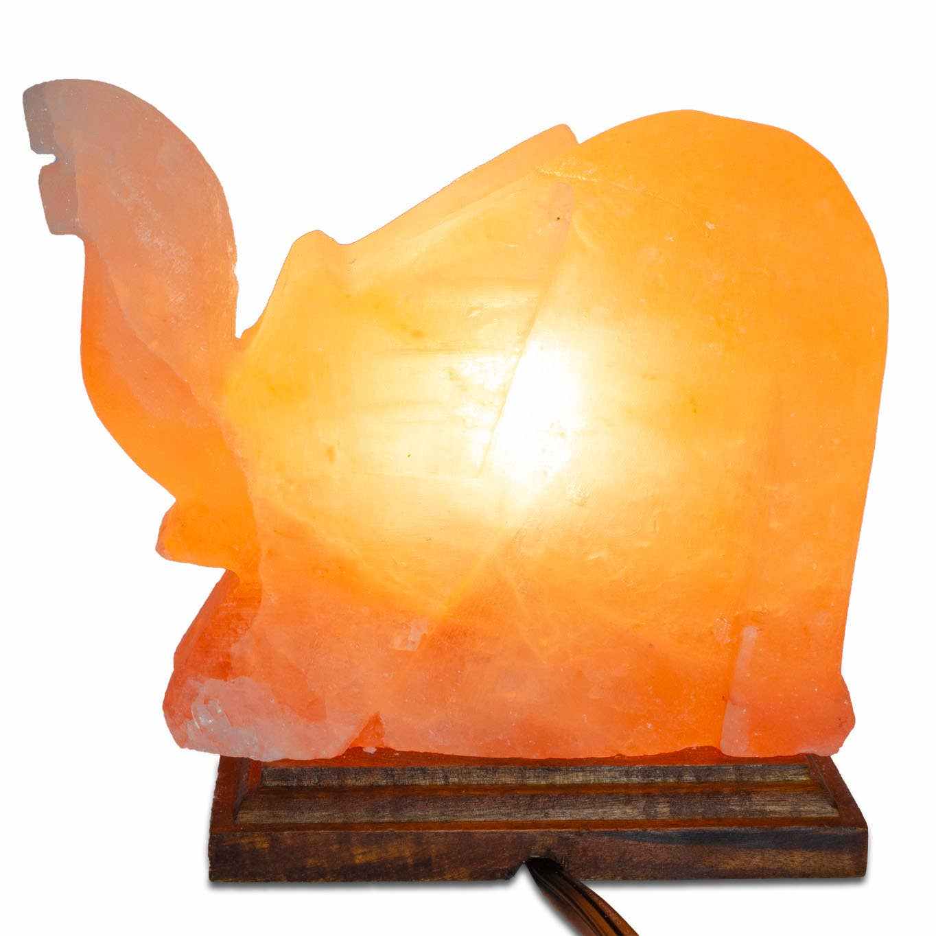 Elephant Shaped Salt Lamp - 9" avg. - Cord, Bulb, Dimmer by Sacred Crystals